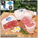 Lamb LEG BONELESS frozen Australia ALL BRANDS half cut as steaks 1" 2.5cm +/- 1.5kg 3-4pcs (price/kg)